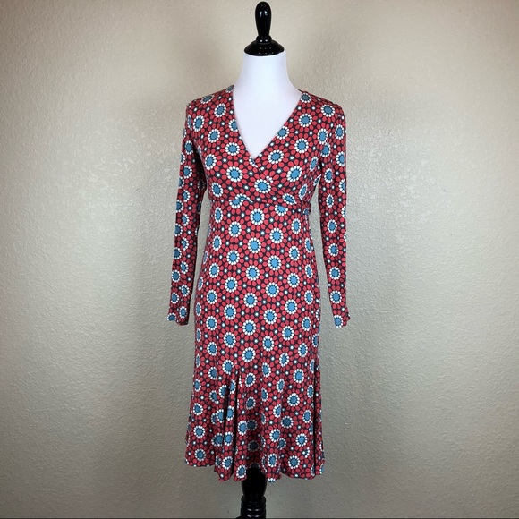 Boden Womens Wrap Dress Floral Red Size 8P - Picture 1 of 6